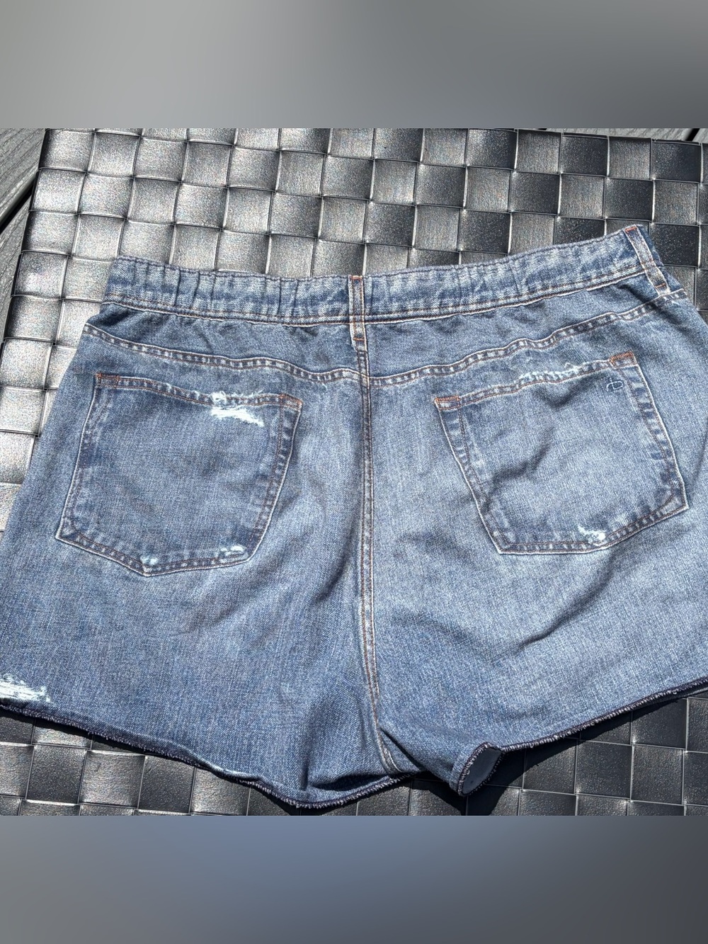 rag & bone Distressed Medium Blue Denim Shorts - Picture 2 of 3